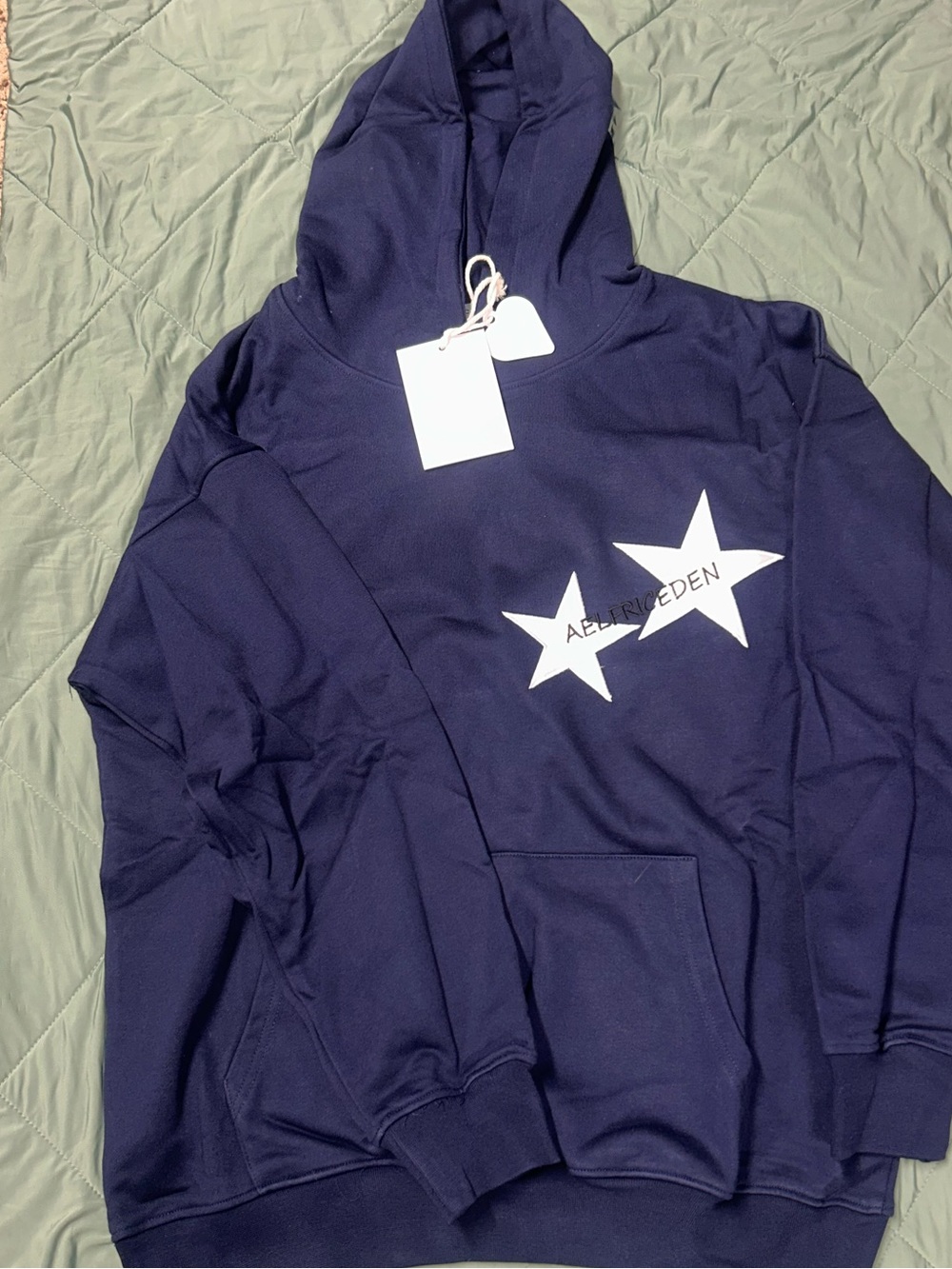 Navy Hoodie with white Star Graphic - Aelfric Eden